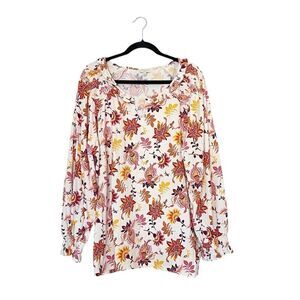 Talbots Floral Long Sleeve Cotton Blouse Plus Size 3X